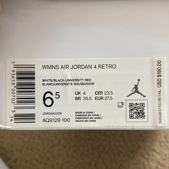 Woman’s Air Jordan 4 Retro white/black/lucid-green - Picture 6 of 6